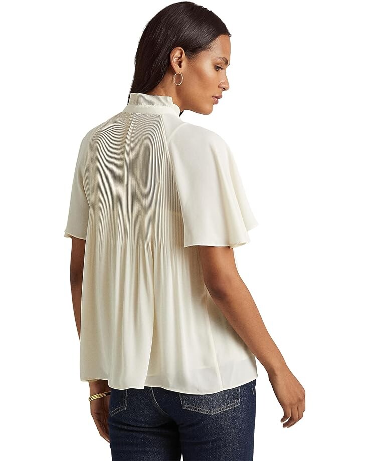 

Топ LAUREN Ralph Lauren Pleated Georgette Top, цвет Mascarpone Cream