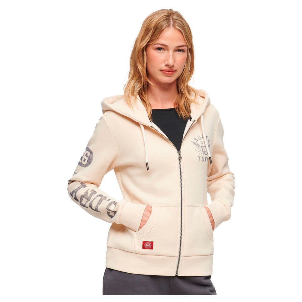 

Толстовка Superdry Athletic College Full Zip, бежевый