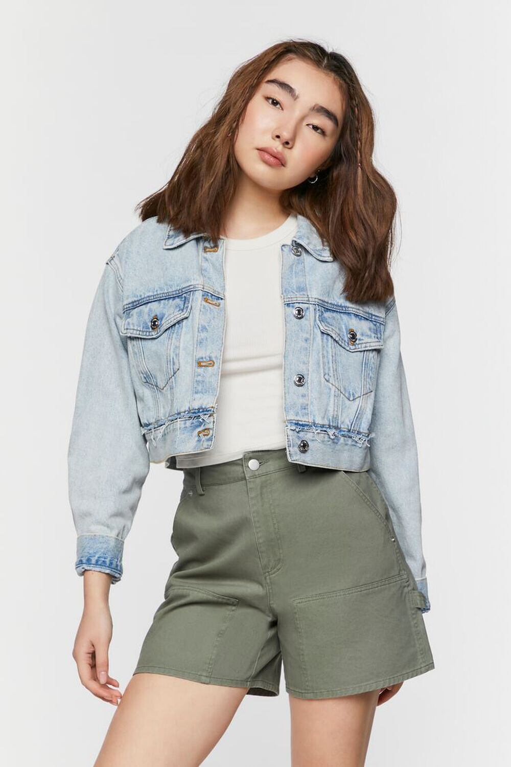 

Саржевые шорты-бермуды со средней посадкой Forever 21