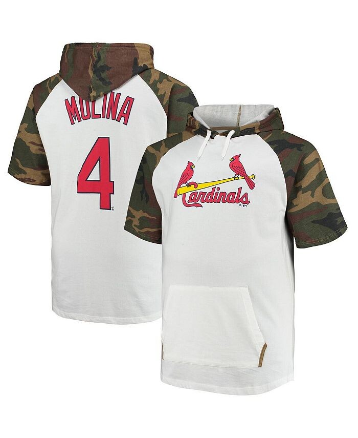 

Мужская футболка с капюшоном Yadier Molina White, Camo St. Louis Cardinals Player Big and Tall реглан Profile, белый