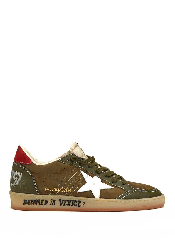 

Мужские кожаные кроссовки ball star цвета хаки Golden Goose