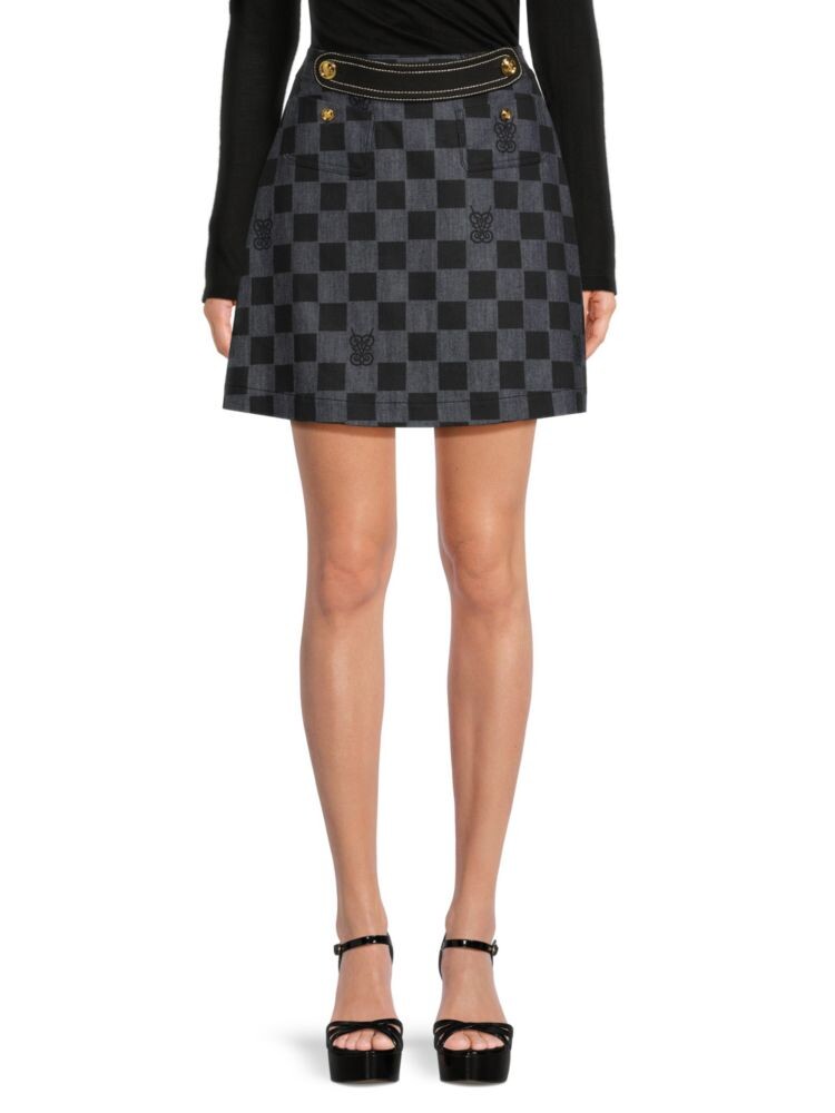 

Джинсовая мини-юбка в клетку Giambattista Valli, цвет Blue Black