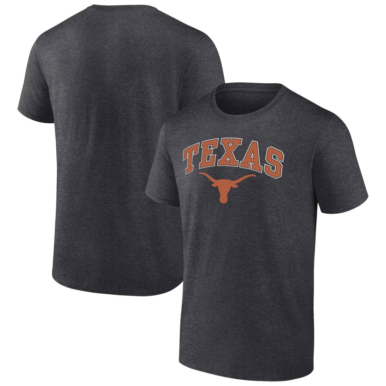 Мужская футболка с логотипом Heather Charcoal Texas Longhorns Campus Fanatics