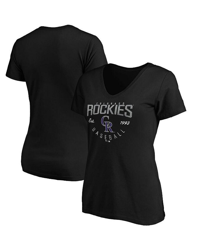 

Женская черная футболка с v-образным вырезом Colorado Rockies Live For It Fanatics, черный