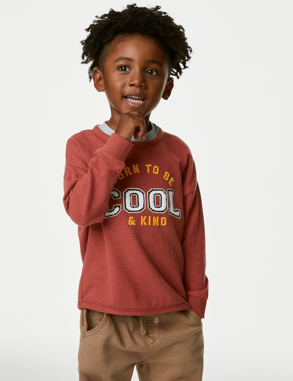 

Толстовка из чистого хлопка с надписью (2–8 лет) Marks & Spencer, красный
