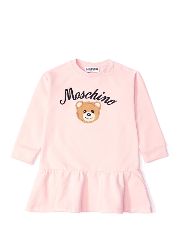 

Розовое платье для девочек с логотипом Moschino