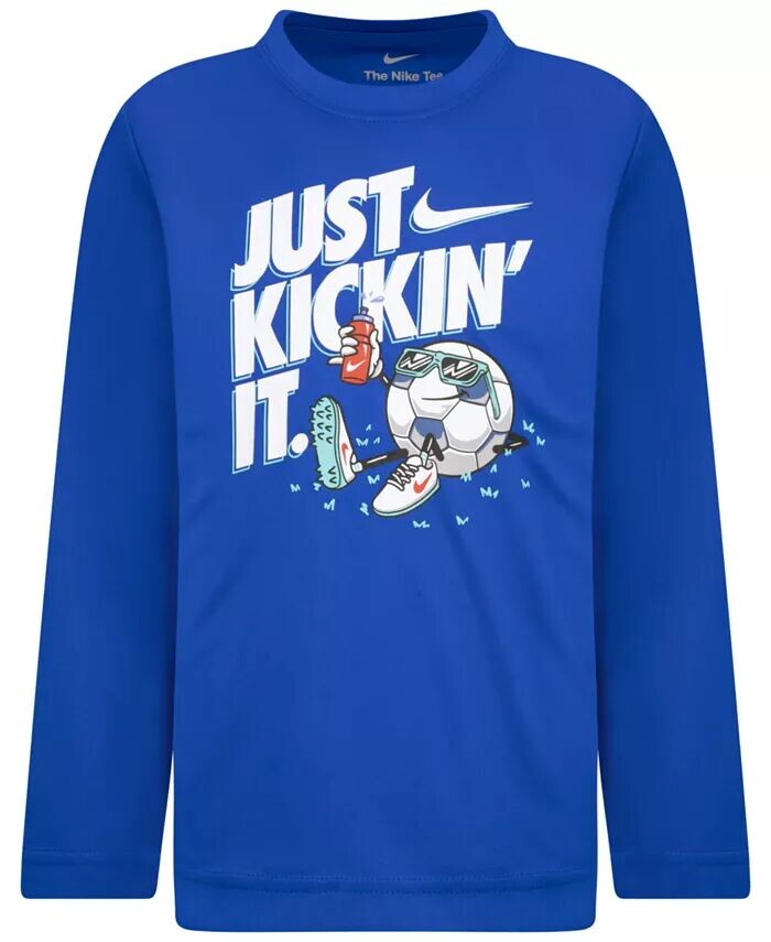 

Футболка с длинными рукавами Little Boys "Just Kickin It" Nike, синий