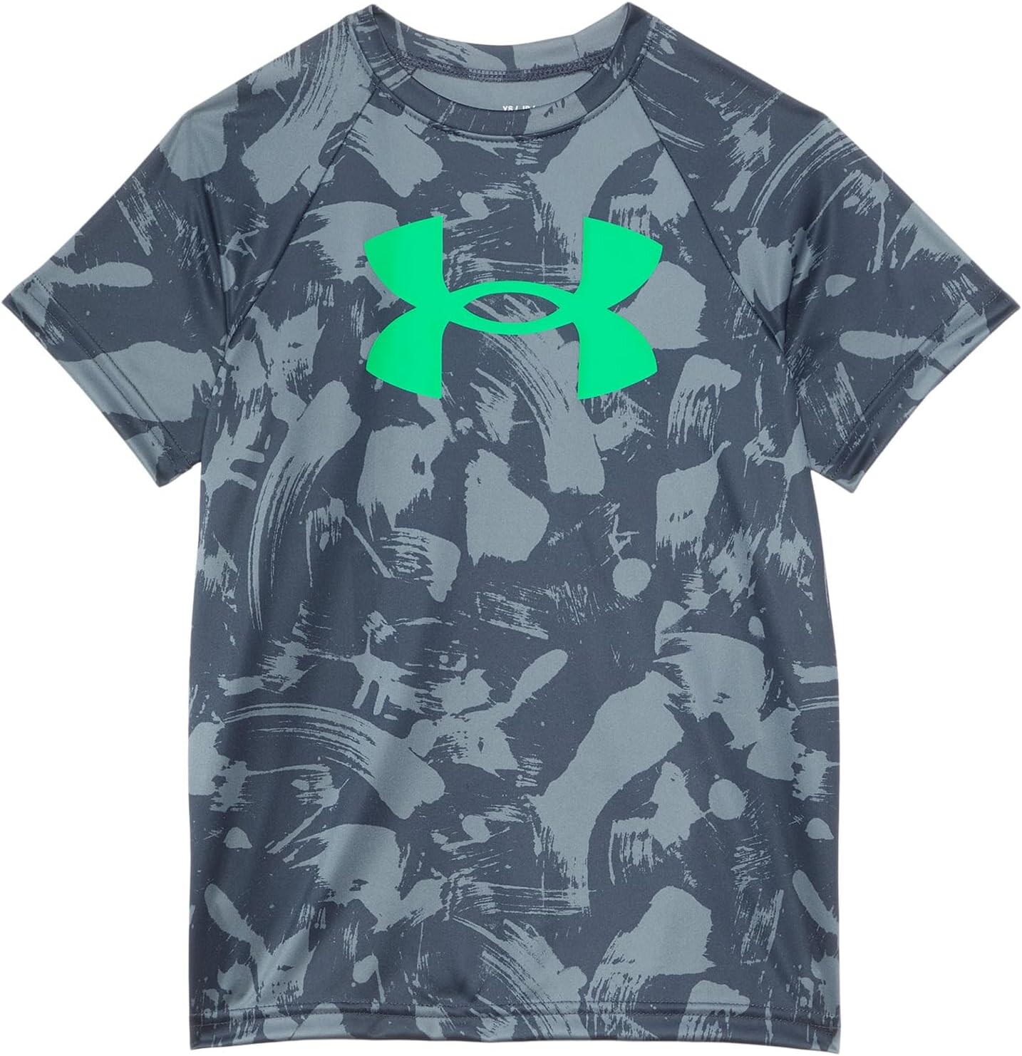 

Футболка Under Armour Kids Tech Block Printed Short Sleeve, цвет Downpour Gray/Vapor Green