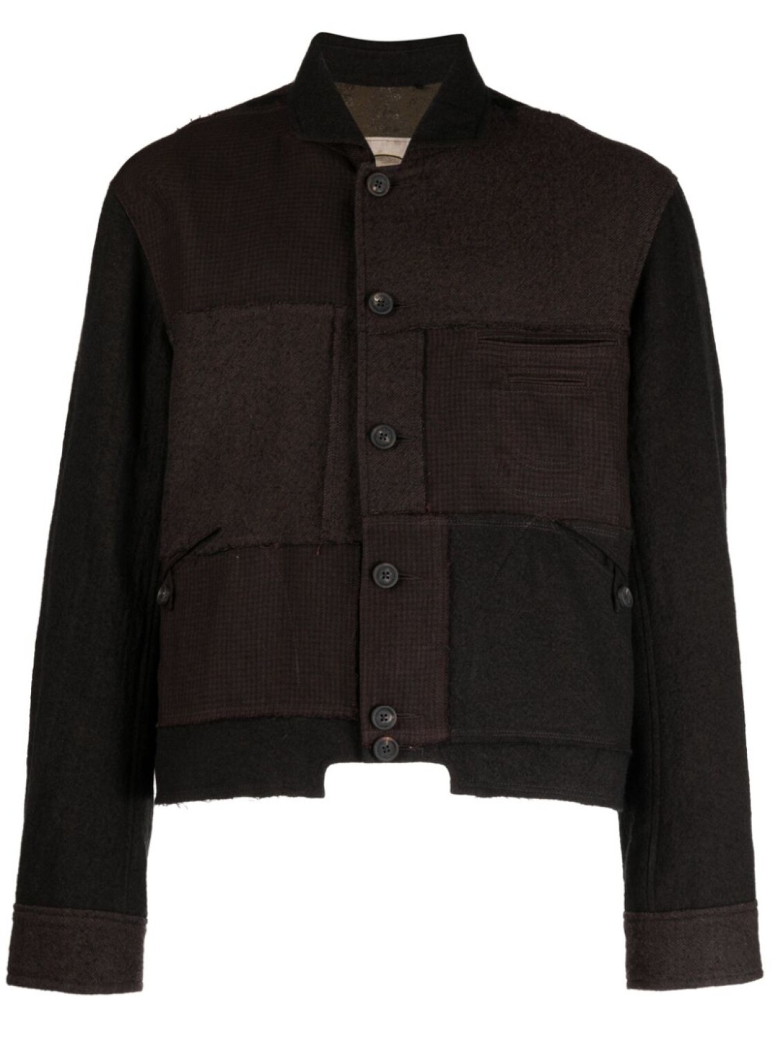 

Ziggy Chen patchwork single-breasted shirt jacket, коричневый