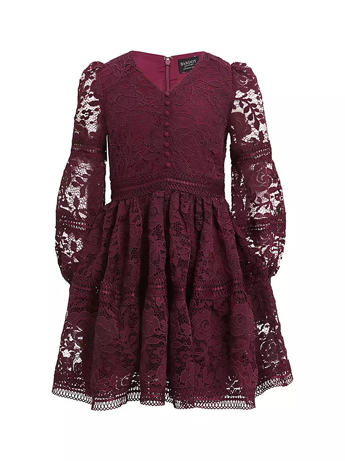 цена Кружевное мини-платье Венеция для девочек Bardot Junior, цвет burgundy
