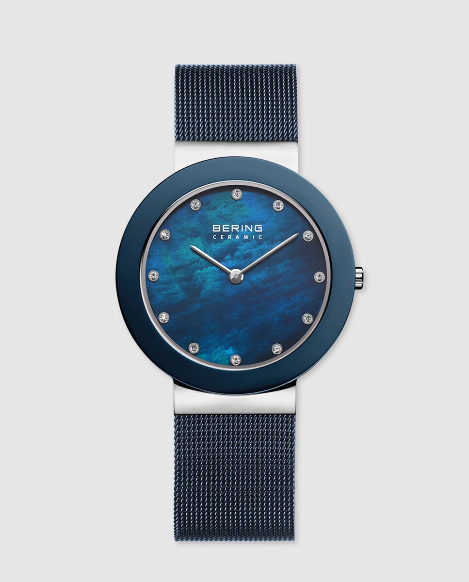 Bering 11435-387 Синие керамические женские часы Bering, синий комплект цепь с браслетом стальная цепочка стальной браслет