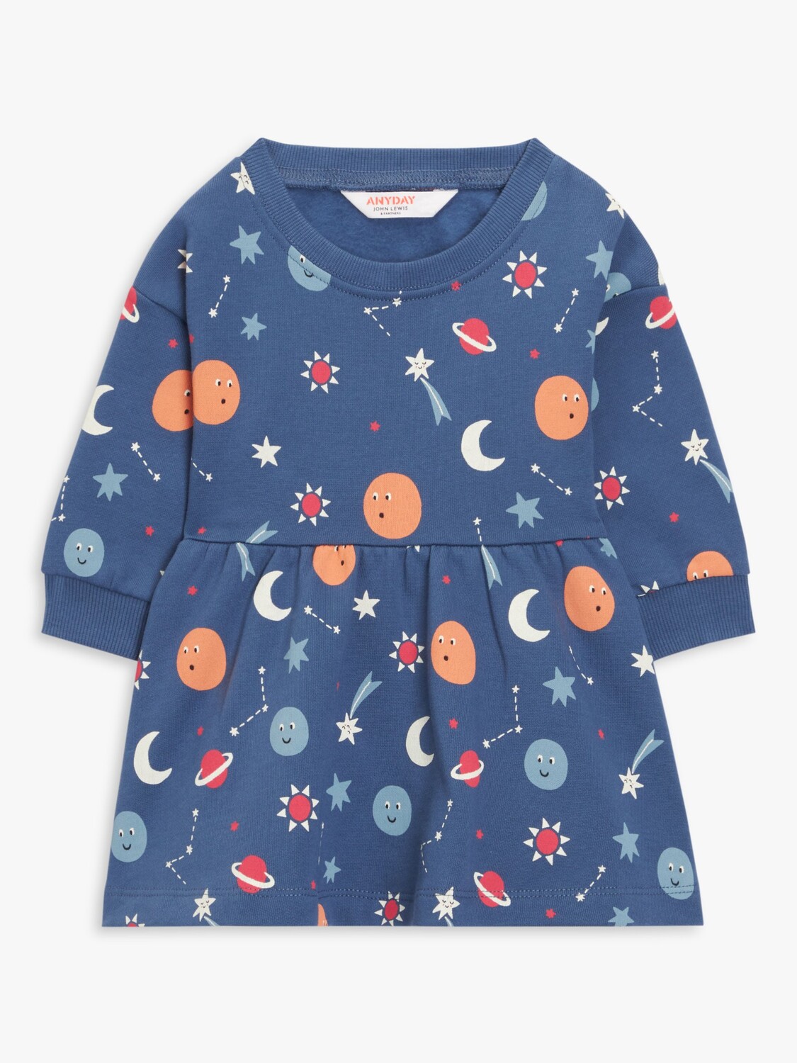 

Небесное платье с длинными рукавами John Lewis ANYDAY, синий/мульти