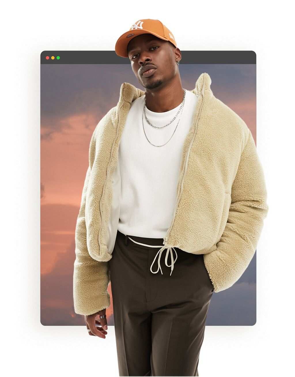 

Бежевая куртка-пуховик борг ASOS DESIGN, Бежевый