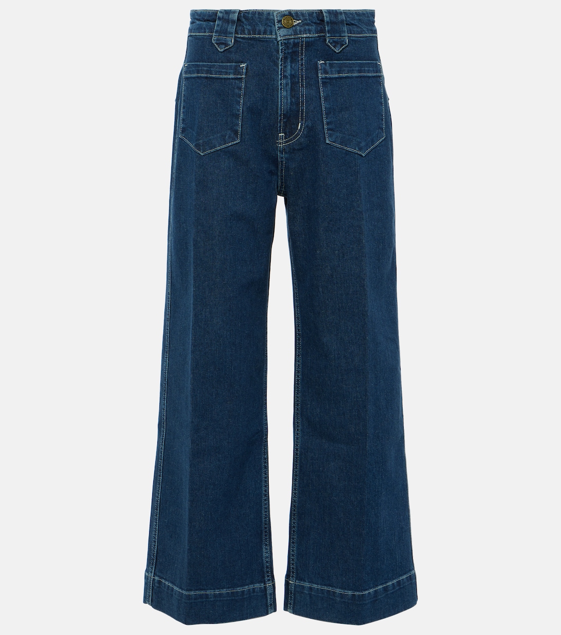 цена Укороченные прямые джинсы с высокой посадкой Frame, синий