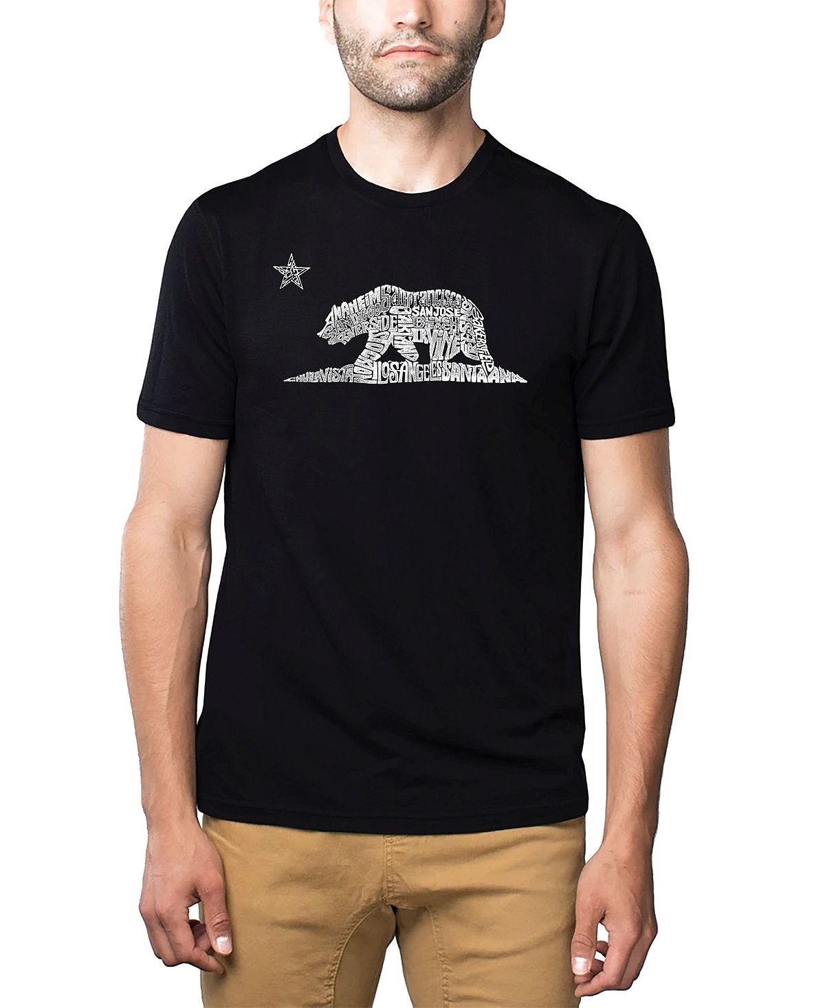 Мужская футболка Premium Blend Word Art — Калифорния Медведь LA Pop Art