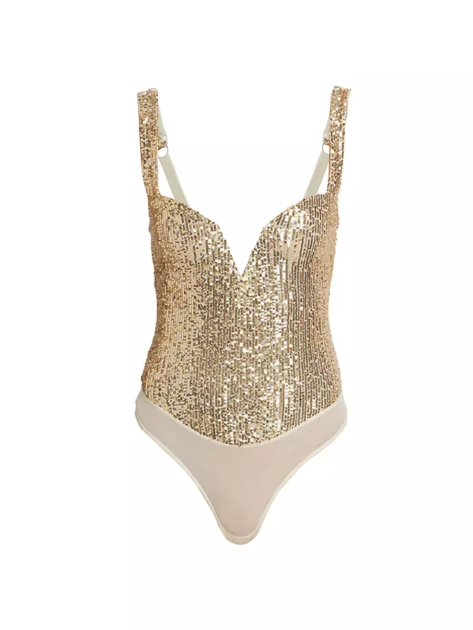 

Боди с пайетками Sparks Fly Free People, золото