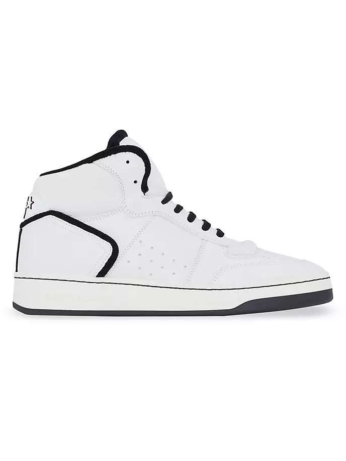 

Кроссовки средней длины SL/80 из гладкой и зерненой кожи Saint Laurent, цвет blanc optique