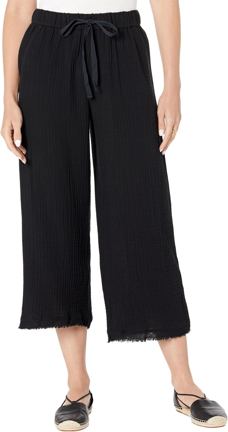 

Миниатюрные широкие укороченные брюки Eileen Fisher, черный
