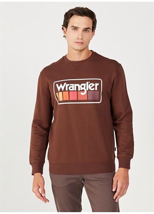 

Коричневый мужской свитшот с круглым вырезом Wrangler
