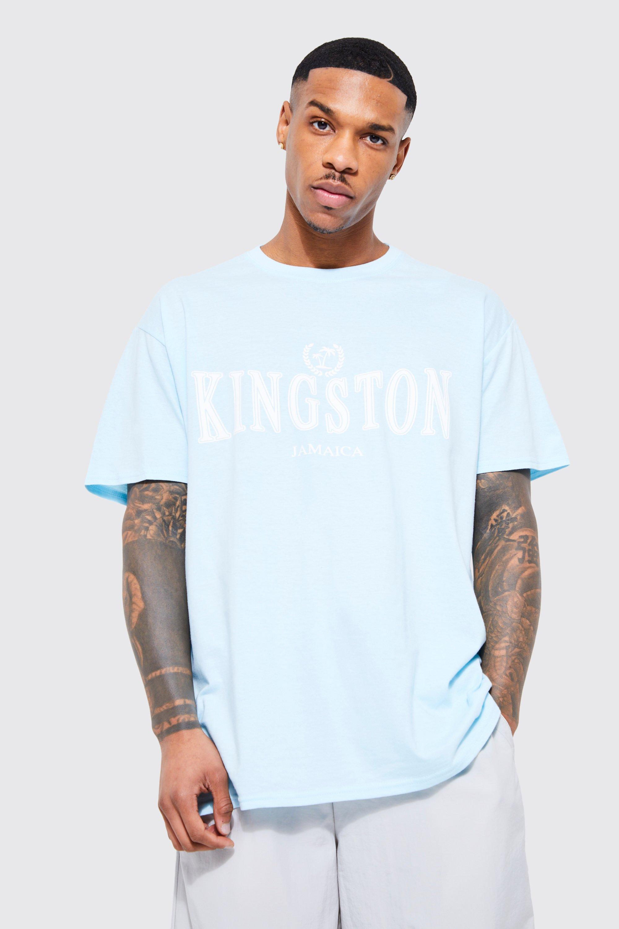 

Футболка оверсайз с графикой kingston city Boohoo, синий