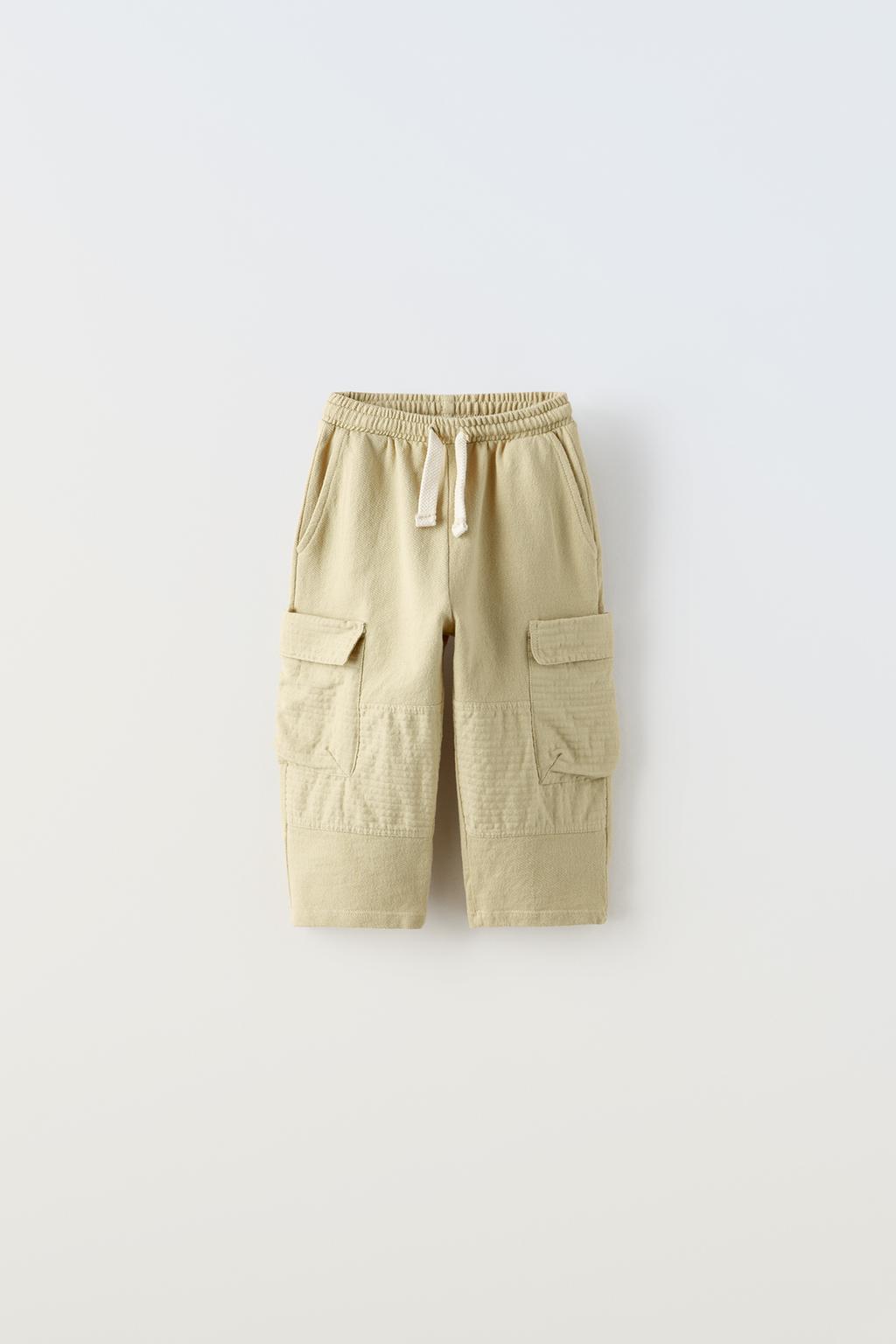 Плюшевые брюки с карманами ZARA, светло-бежевый плюшевые брюки с карманами zara светло бежевый