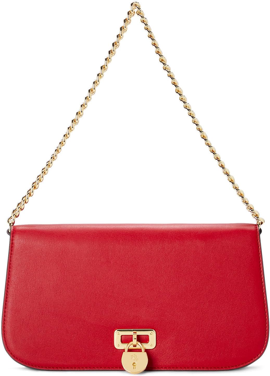 Кожаная сумка через плечо среднего размера Tanner LAUREN Ralph Lauren, цвет Martin Red