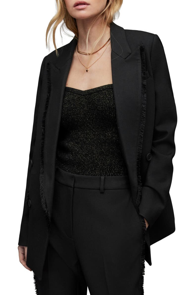 

Двубортный блейзер Maxine Fray с отделкой ALLSAINTS, черный
