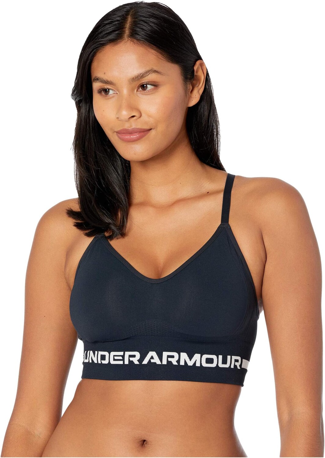 

Бесшовный низкий длинный бюстгальтер Under Armour, цвет Glacier Blue/White