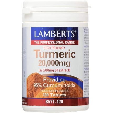 Ламбертс Высокоэффективная куркума 20000 мг 120 таблеток Lamberts ламбертс соевый лецитин 1200мг 120 капсул lamberts