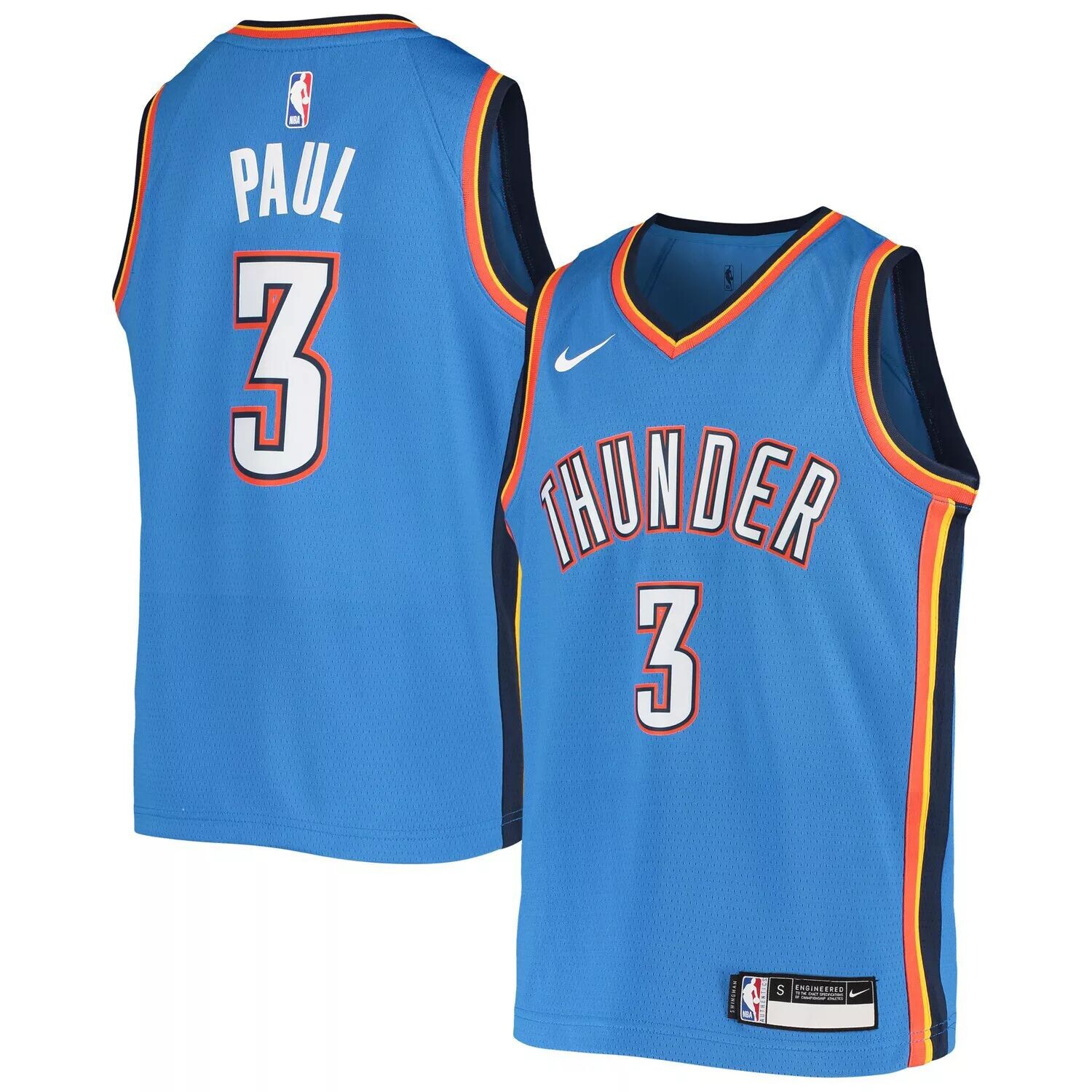 Молодежная майка Nike Chris Paul Blue Oklahoma City Thunder Team Swingman Nike city 2 shai gilgeous alexander oklahoma city thunder 3 chris paul 12 steven adams 2020 21 city basketball jerseys black