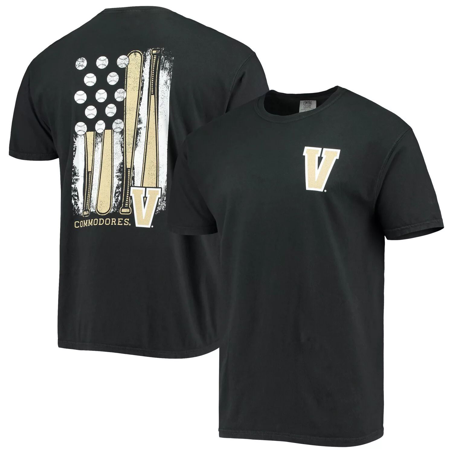 Мужская черная футболка Vanderbilt Commodores с бейсбольным флагом комфортных цветов