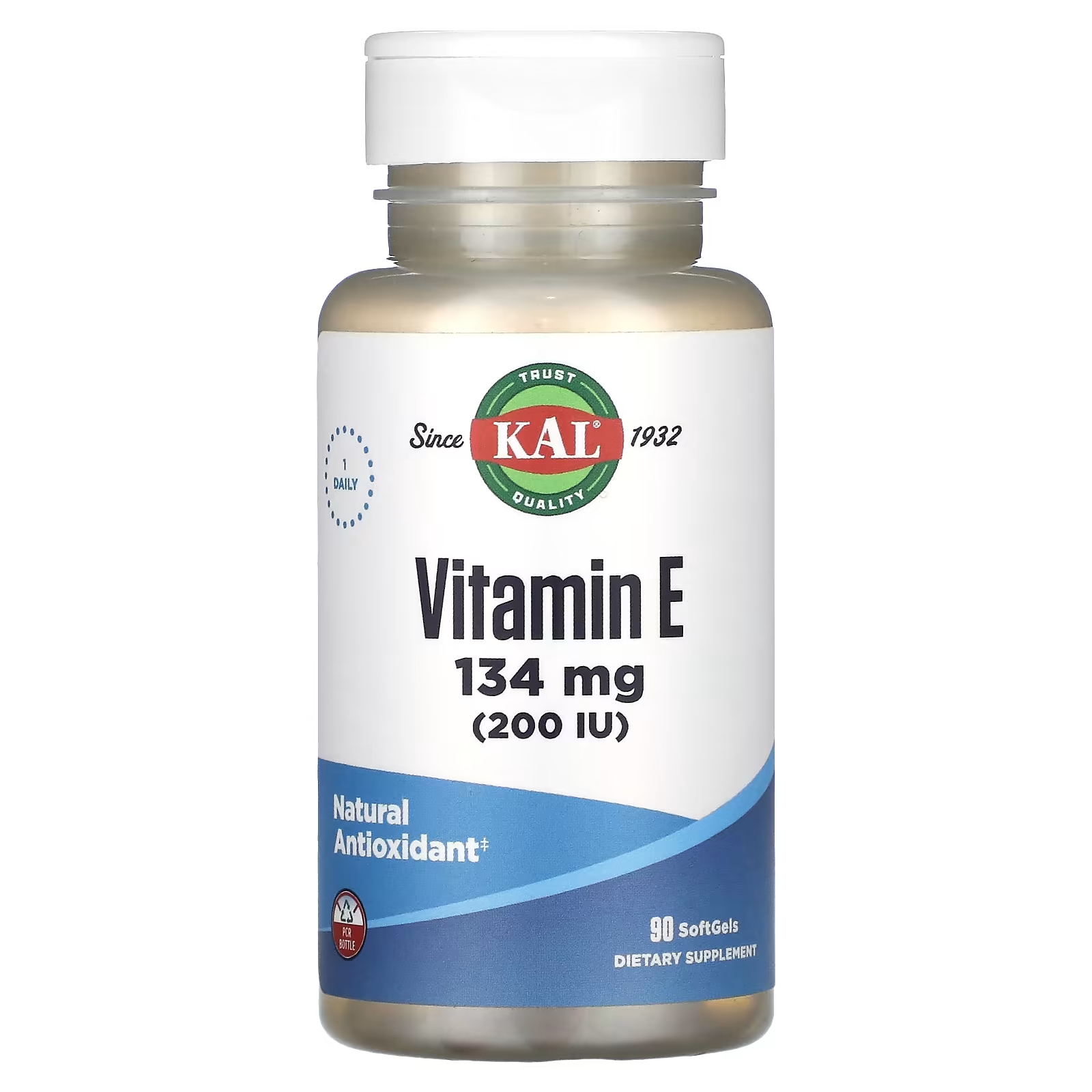 Витамин Е KAL 134 мг 200 МЕ, 90 капсул пищевая добавка kal магний витамин d3