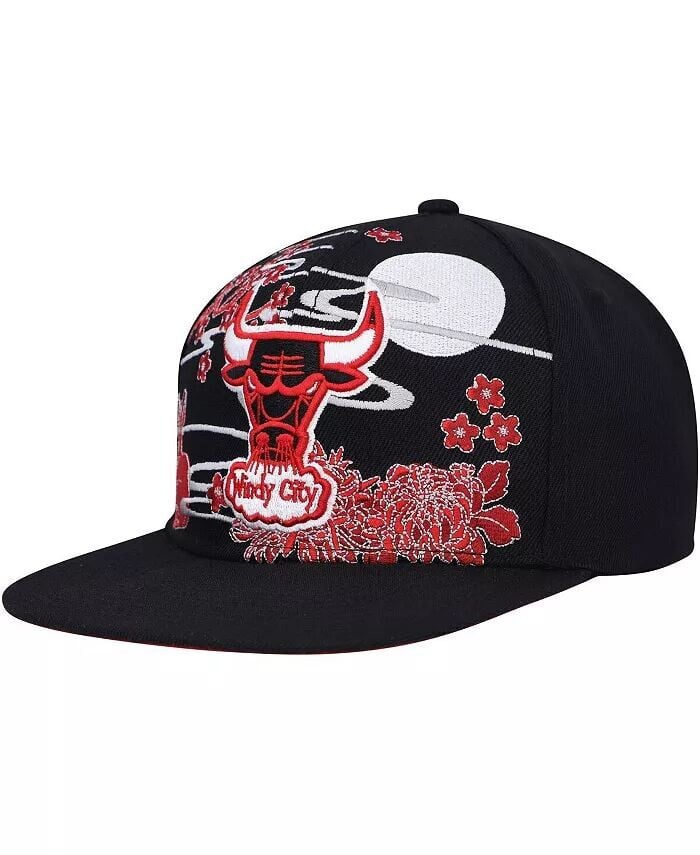 

Мужская черная кепка Chicago Bulls из лиственных пород азиатского наследия Scenic Snapback Mitchell & Ness, черный