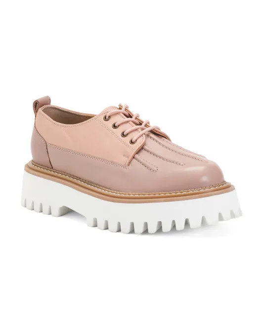 

Кожаные оксфорды с ушками на платформе Silly Me Seychelles, цвет Blush Multi