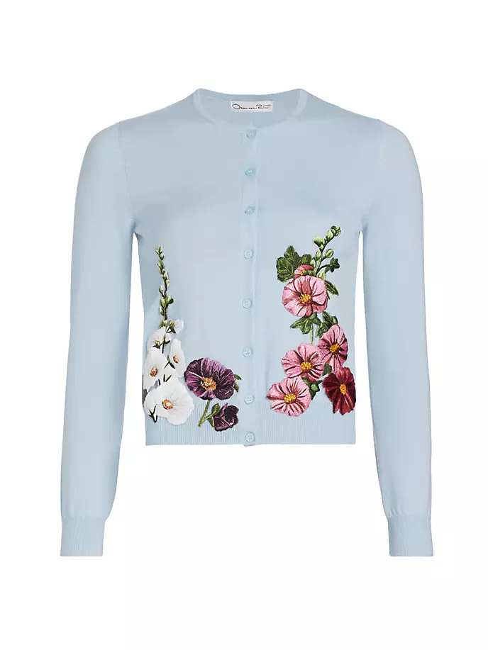 

Кардиган с резьбой Hollyhocks Oscar De La Renta, цвет pink pale blue