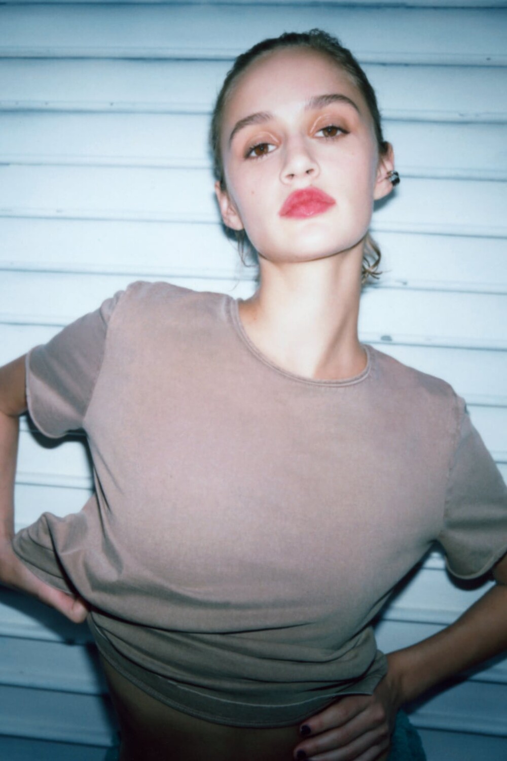 

Футболка с потерянным эффектом ZARA, кэмел, Коричневый