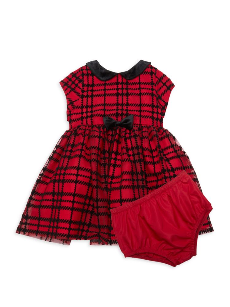 Комплект из 2 предметов в клетку с флокированным платьем и шароварами для малышки Pippa & Julie, цвет Red Black