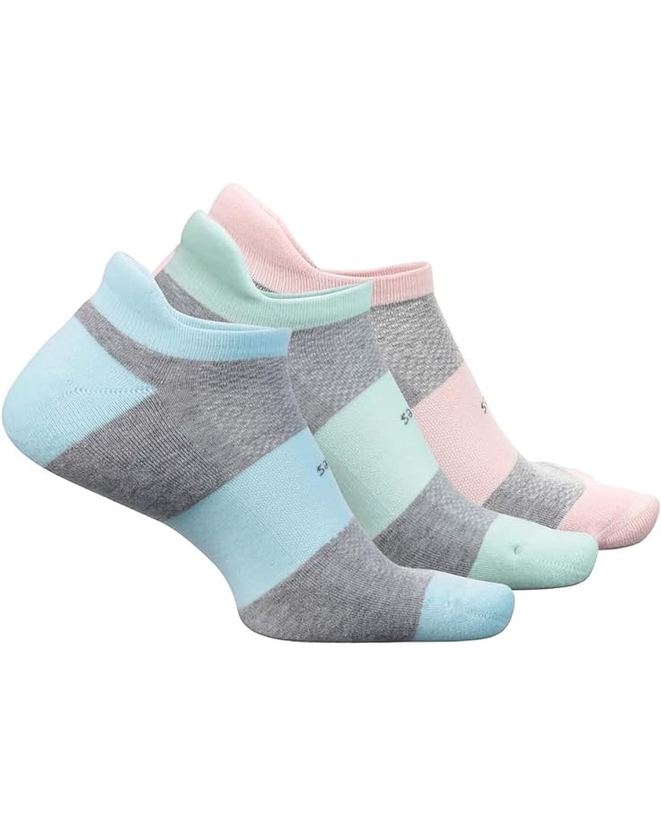 Носки Feetures High Performance Max Cushion No Show Tab 3-Pair Pack, цвет Pink Blanket/Move Aside Mint/Bliss Blue