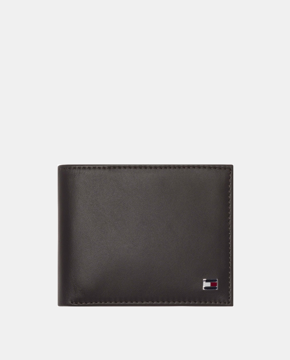 Кожаный кошелек на шесть карт Tommy Hilfiger, коричневый