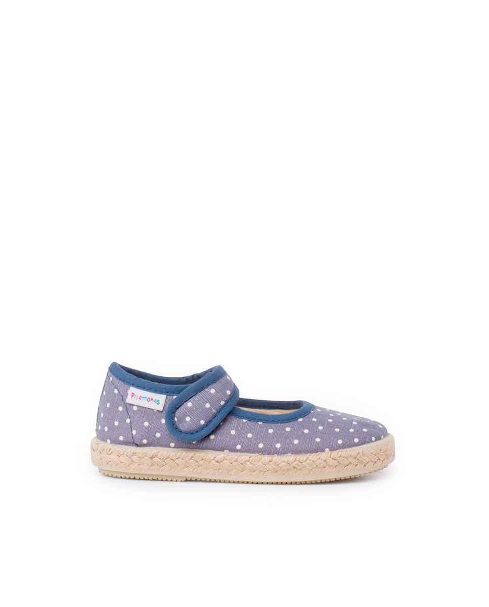 Тканевые туфли Мэри Джейн для девочек на подошве эспарто Pisamonas, светло-синий цена и фото