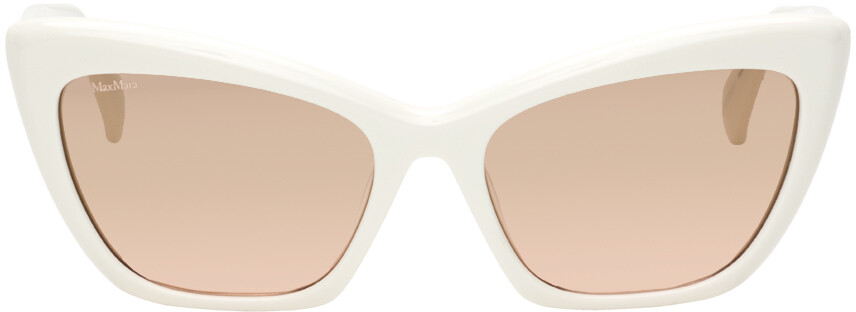 

Белые блестящие солнцезащитные очки «кошачий глаз» Max Mara