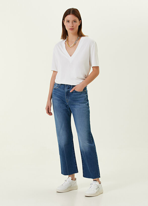 

Голубые джинсовые брюки с высокой талией Frame Denim, Синий