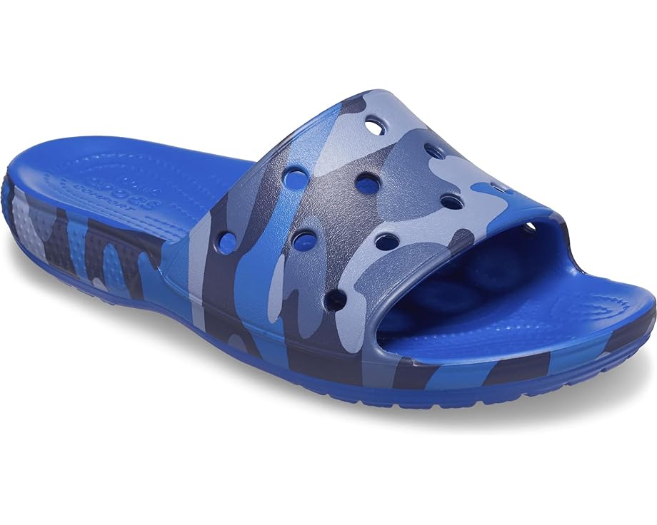 Сандалии Crocs Classic Slide - Seasonal Graphics, цвет Blue Bolt/Multi Camo Redux