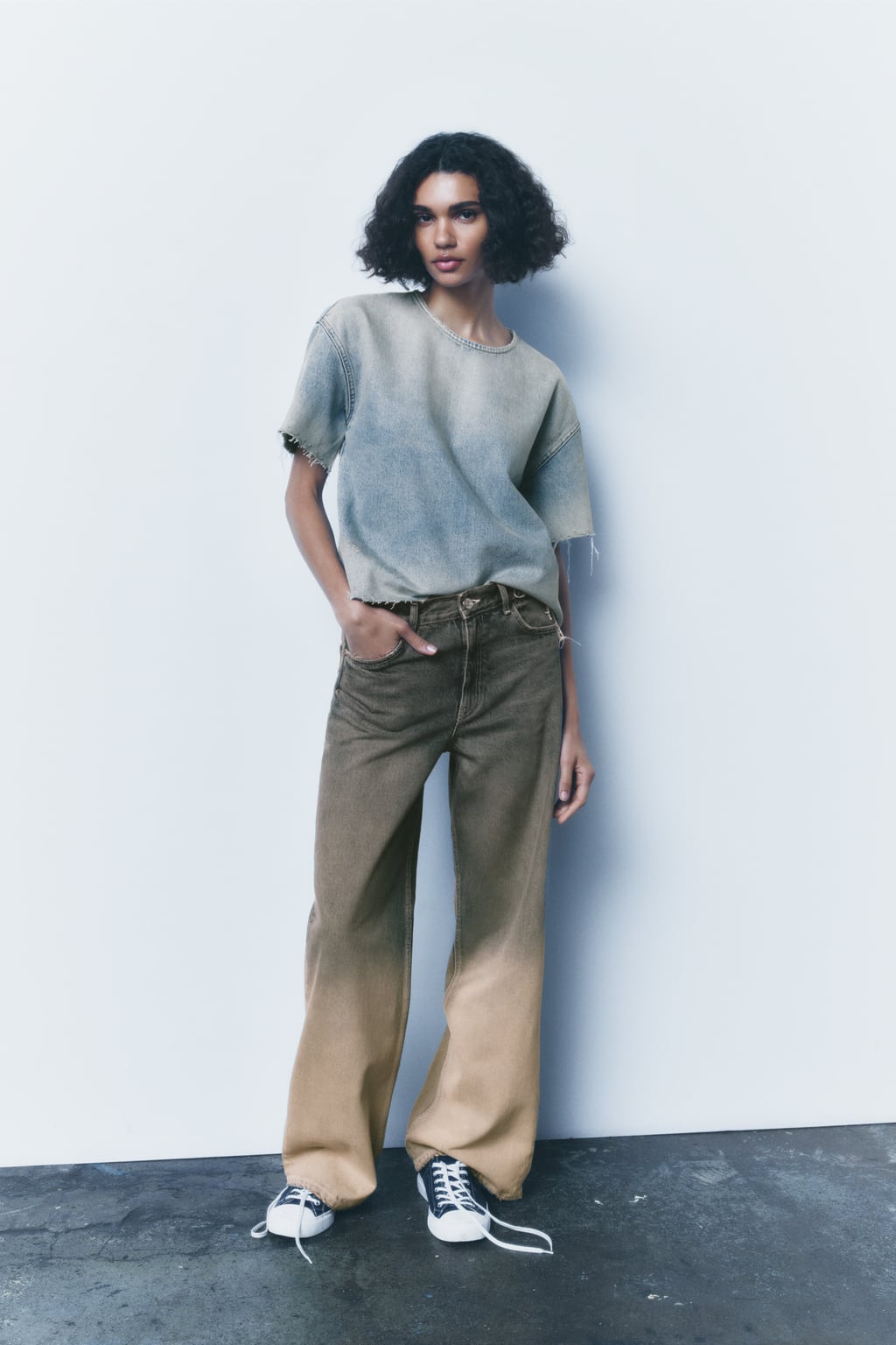 

Джинсовая рубашка Trf ZARA, синий