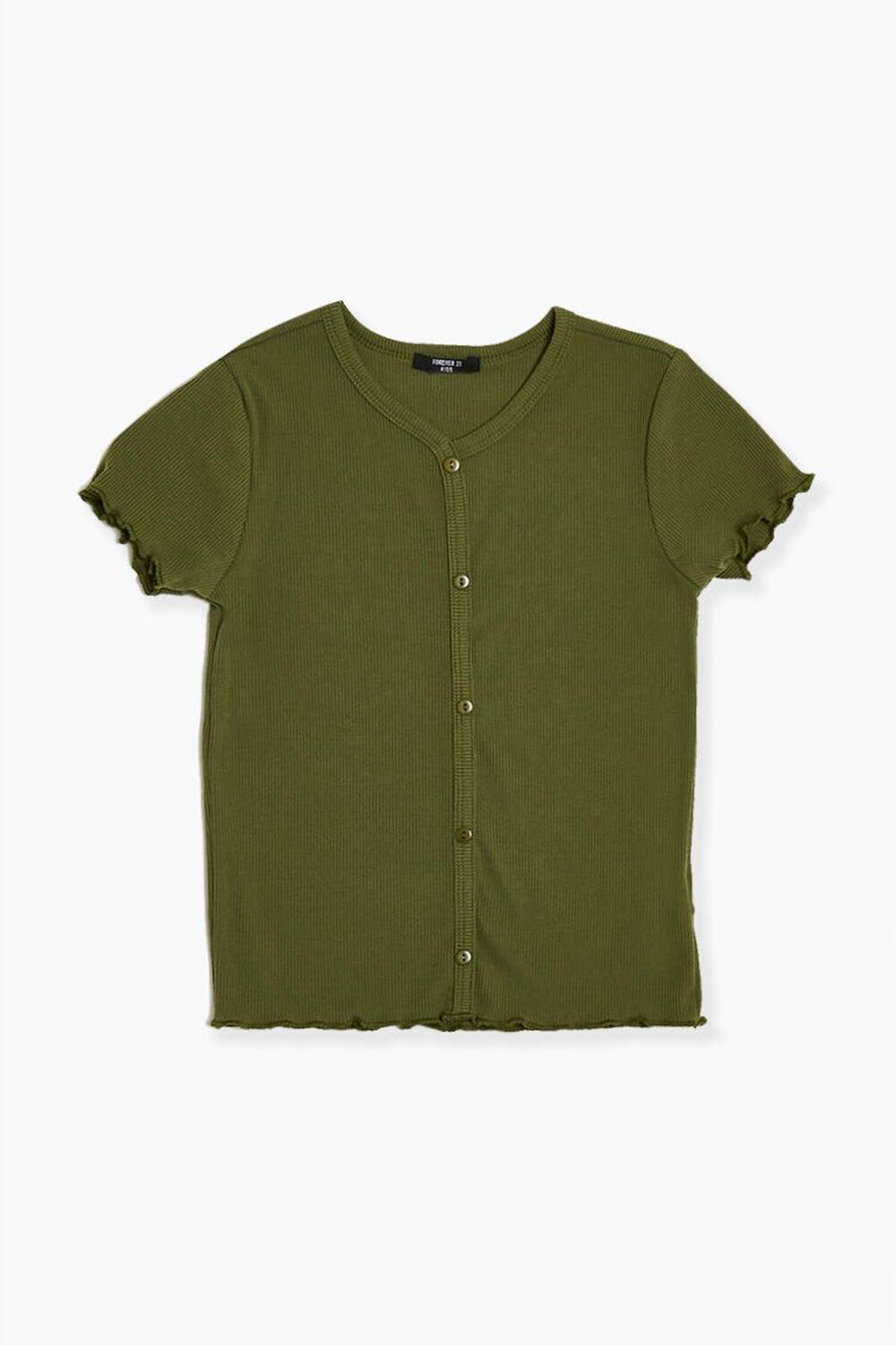 Рубашка с салатовой кромкой для девочек Forever 21, оливковый широкие брюки с салатовой кромкой forever 21