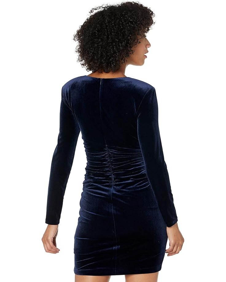 

Платье Vince Camuto Velvet Cocktail Dress with Ruched Skirt, темно-синий