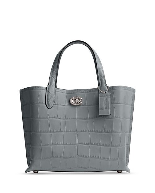 

Маленькая кожаная сумка-тоут Willow 24 с тиснением COACH, цвет Gray