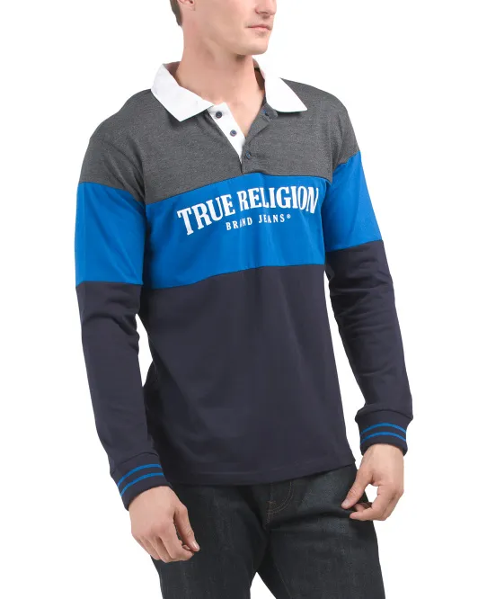

Рубашка-поло для регби со вставками True Religion, синий