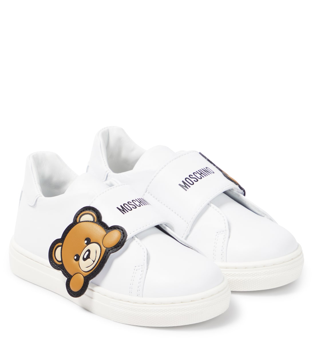 Кожаные кроссовки teddy bear Moschino Kids, белый