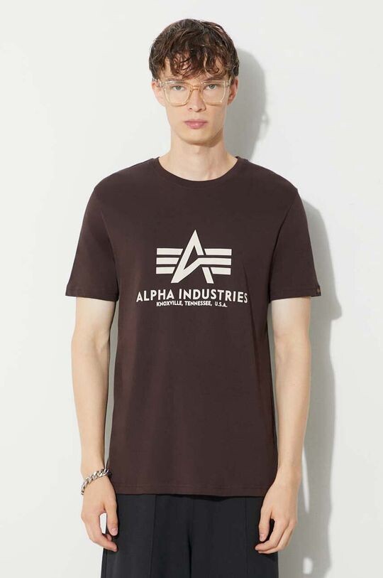 

Хлопковая футболка Базовая футболка Alpha Industries, коричневый
